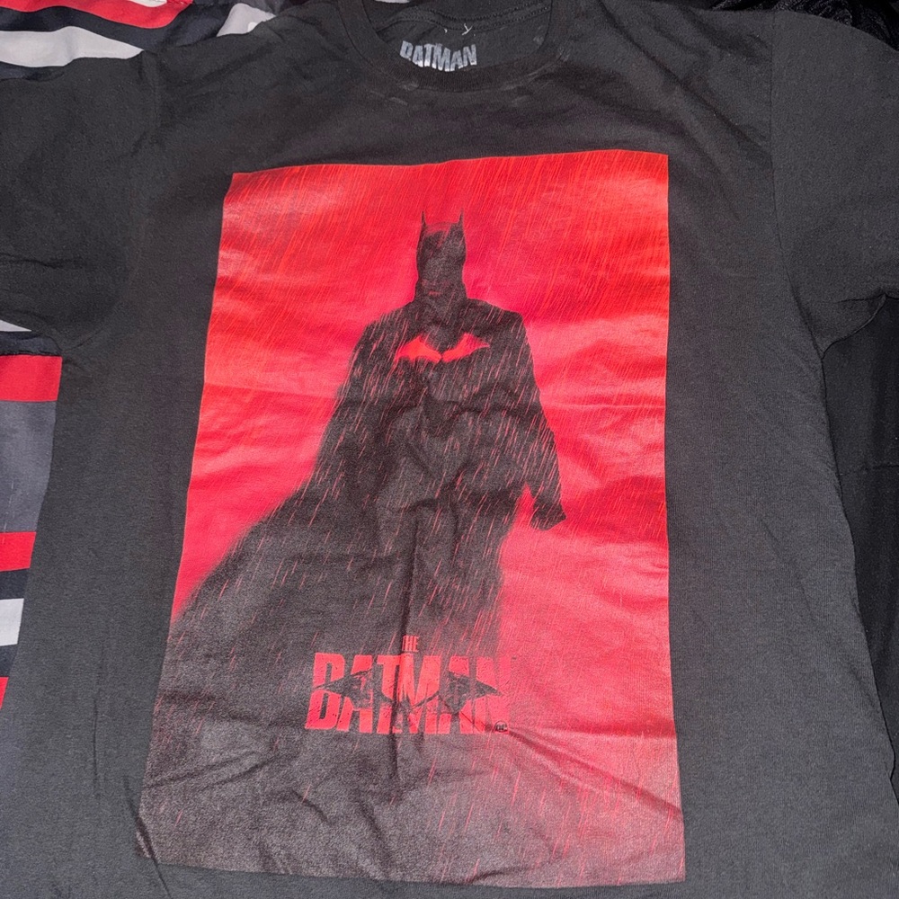 Black T-Shirt with Red Batman Graphic